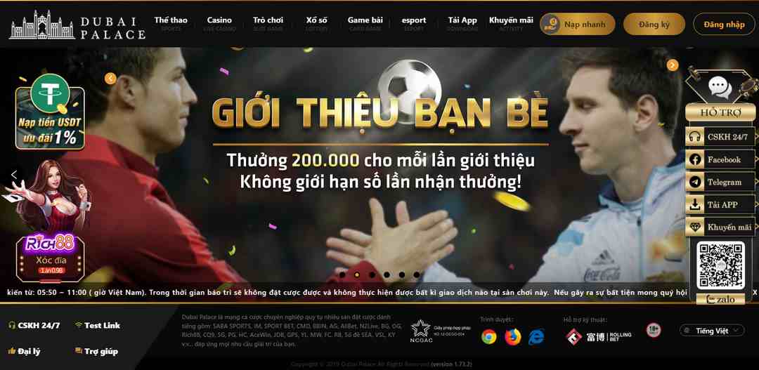 Giao diện hiện đại đồ họa đẹp tại Dubai Casino