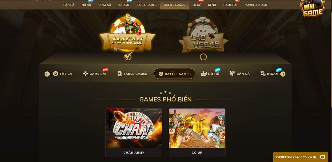 Oxbet với hệ thống game cấu hình khủng